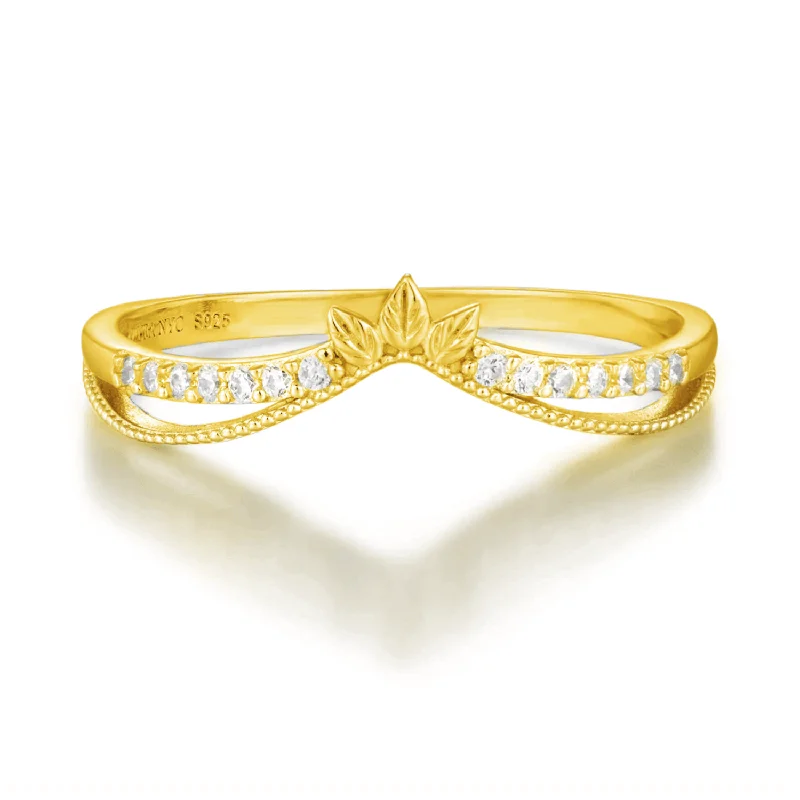 women’s oval ring-Abloom B Stacking Ring (Yellow Gold)