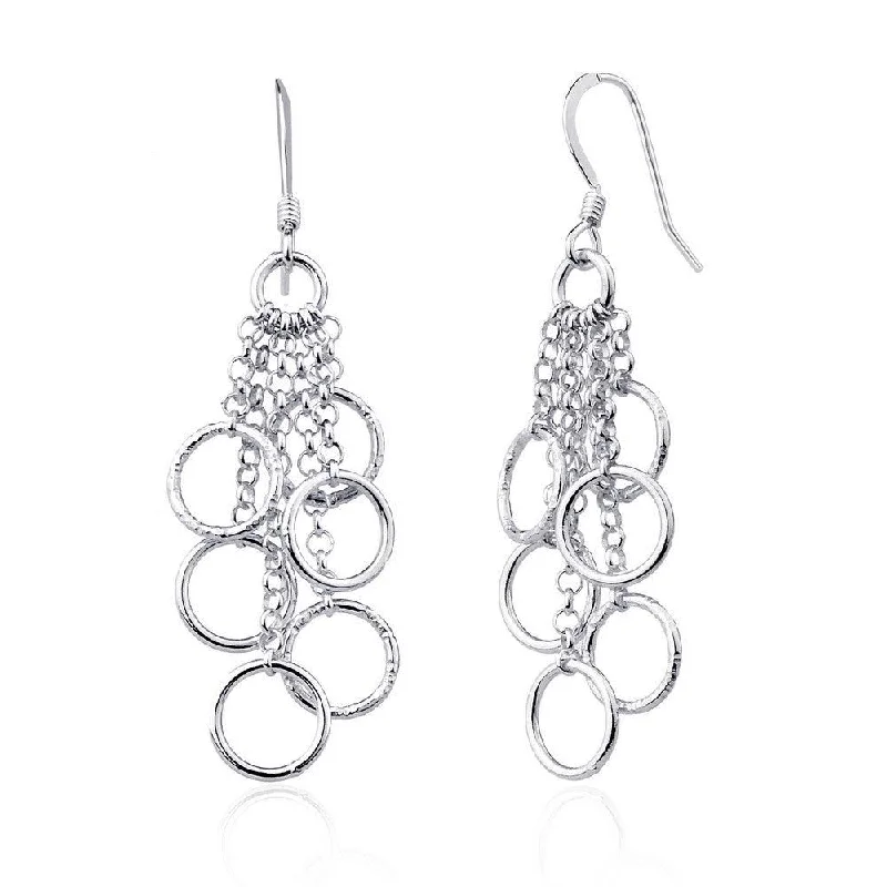 women’s gold teardrop earrings-Sterling Silver Multi Open Circles Dangling Earrings