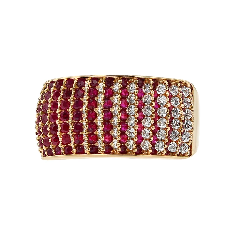 Miiori 18K Rose Gold Ruby and Diamond Ring Band