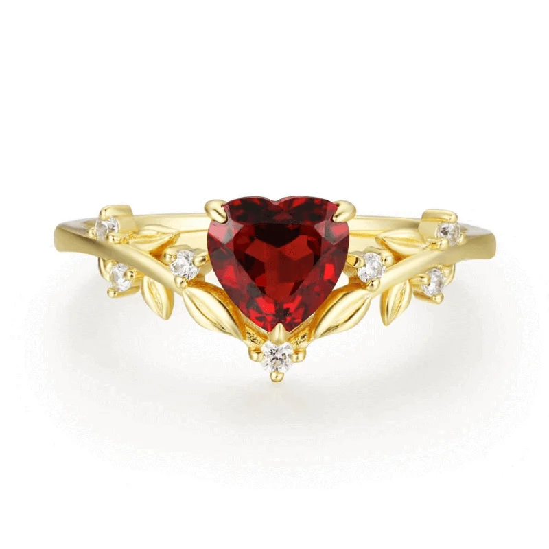 women’s heirloom ring-Heart’s Desire Red Garnet Ring (Yellow Gold)©